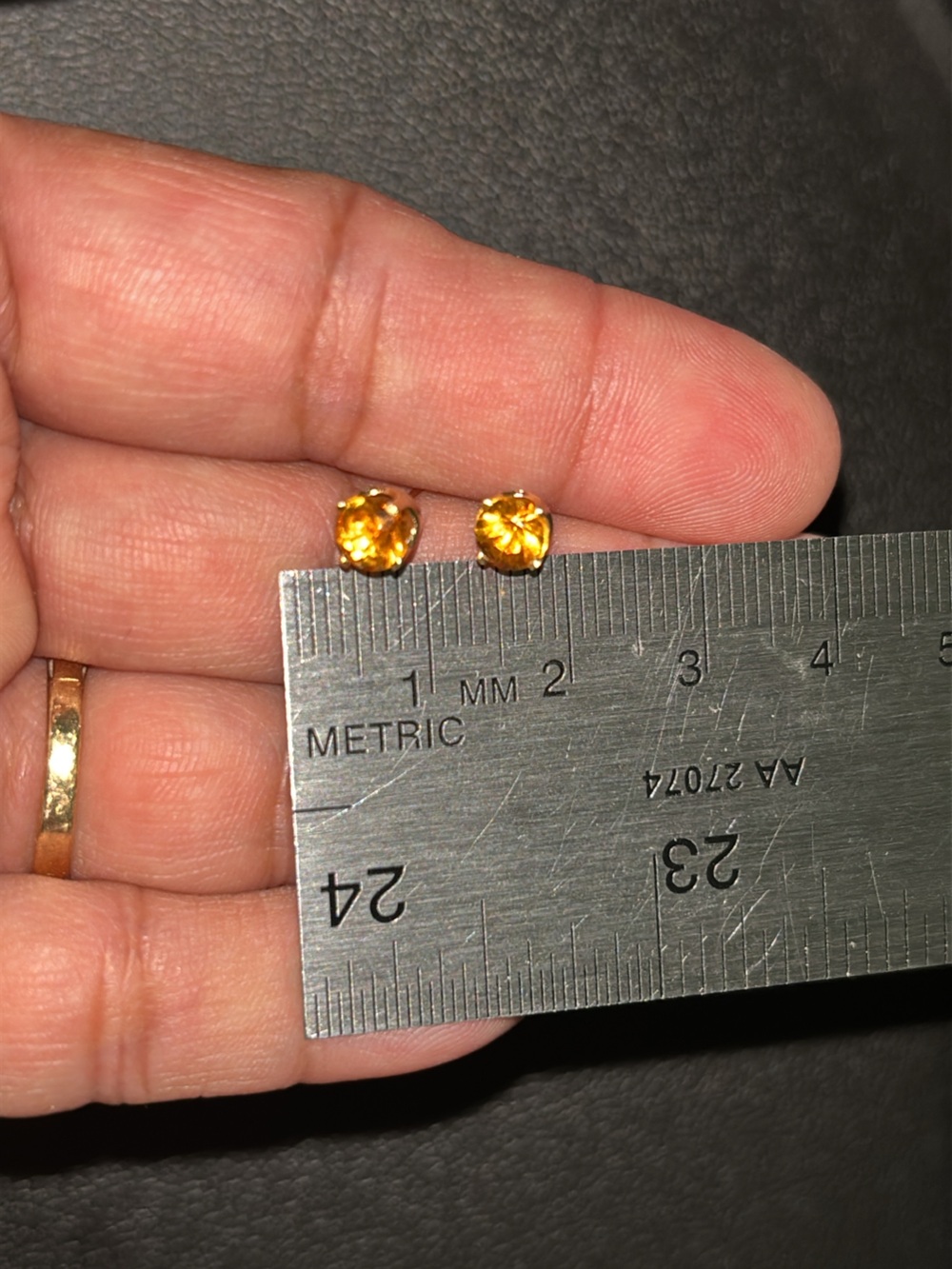 14k Yellow Citrine Round Stud Earrings - Unbranded